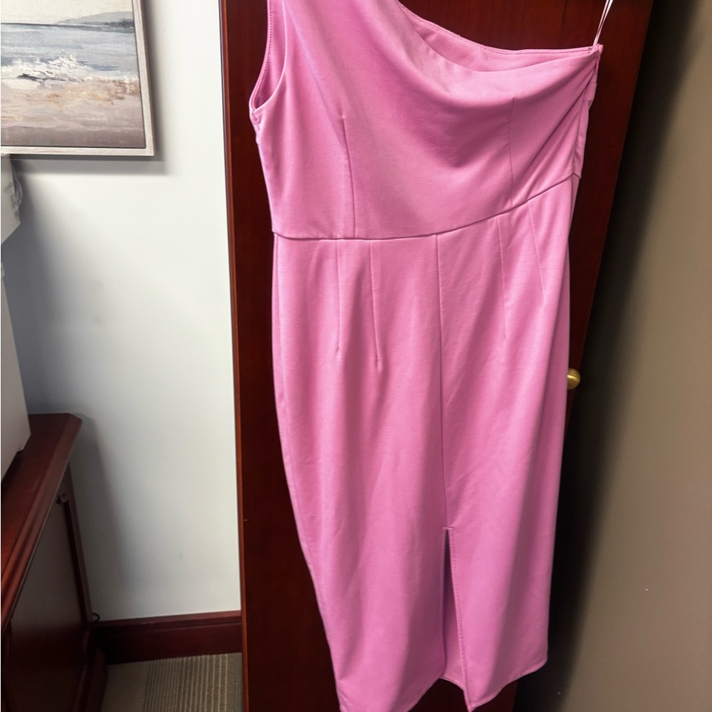 Hello Molly One-Shoulder Pink Dress size 10- NWOT! never worn